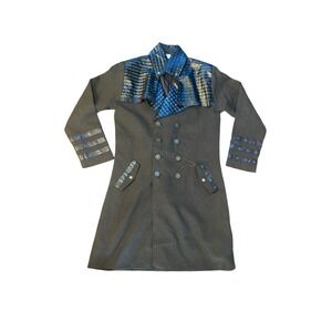 Spirit Halloween Costume Men's Tweed Steampunk Trench Coat Jacket Size LARGE